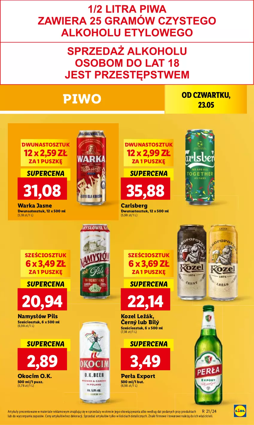 Gazetka promocyjna Lidl - GAZETKA - ważna 23.05 do 25.05.2024 - strona 54 - produkty: Kozel, Piwo, Por, Warka