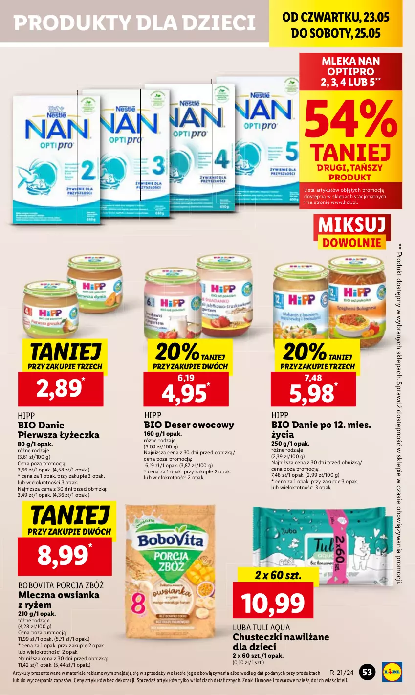 Gazetka promocyjna Lidl - GAZETKA - ważna 23.05 do 25.05.2024 - strona 68 - produkty: BoboVita, Chusteczki, Deser, Deser owocowy, Dzieci, HiPP, Hipp Bio, NAN Optipro, Owsianka, Por, Ryż, Ser