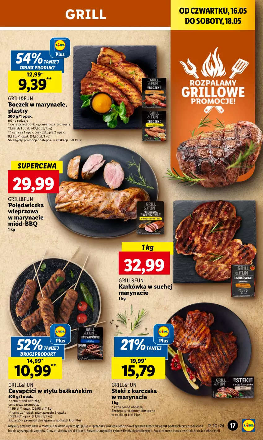 Gazetka promocyjna Lidl - GAZETKA - ważna 16.05 do 18.05.2024 - strona 21 - produkty: Boczek, Grill, Kurczak, Miód, Polędwiczka wieprzowa, Stek