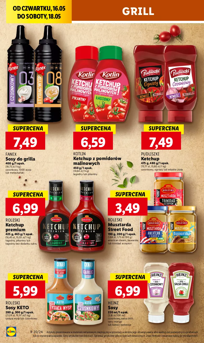 Gazetka promocyjna Lidl - GAZETKA - ważna 16.05 do 18.05.2024 - strona 24 - produkty: Fa, Grill, Heinz, Ketchup, Kotlin, Mango, Mus, Musztarda, Pudliszki, Salsa, Sos