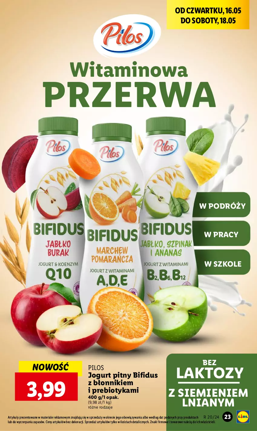 Gazetka promocyjna Lidl - GAZETKA - ważna 16.05 do 18.05.2024 - strona 31 - produkty: Jogurt, Jogurt pitny, Pilos