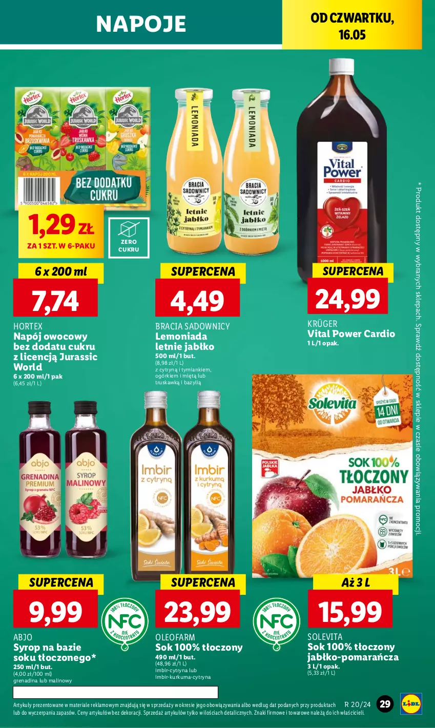 Gazetka promocyjna Lidl - GAZETKA - ważna 16.05 do 18.05.2024 - strona 37 - produkty: Bazyl, Fa, Hortex, Imbir, Jurassic World, Kurkuma, Lemoniada, Napój, Napoje, Oleo, Oleofarm, Sok, Syrop