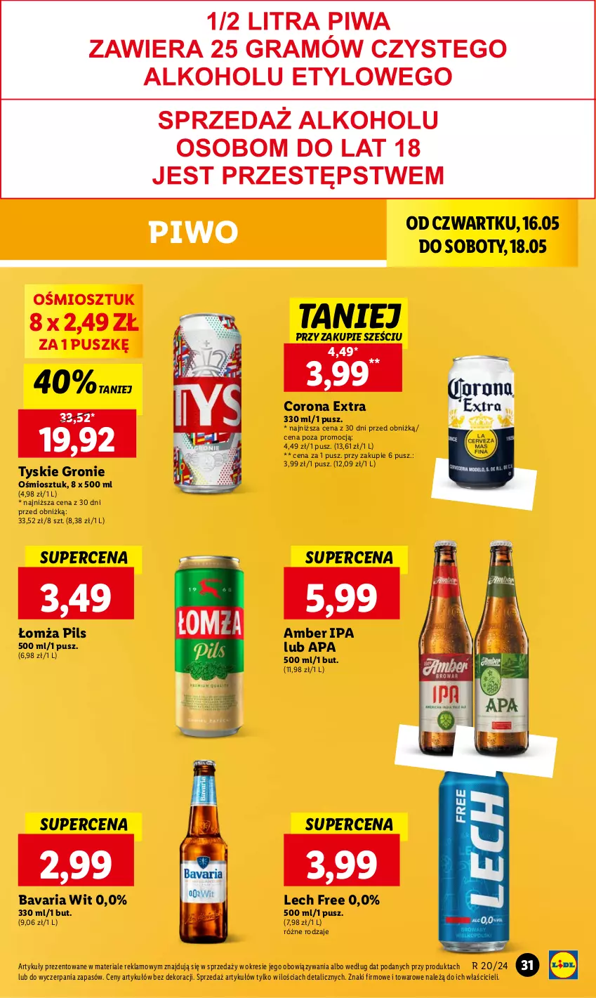 Gazetka promocyjna Lidl - GAZETKA - ważna 16.05 do 18.05.2024 - strona 39 - produkty: Corona Extra, Piwo, Tyskie