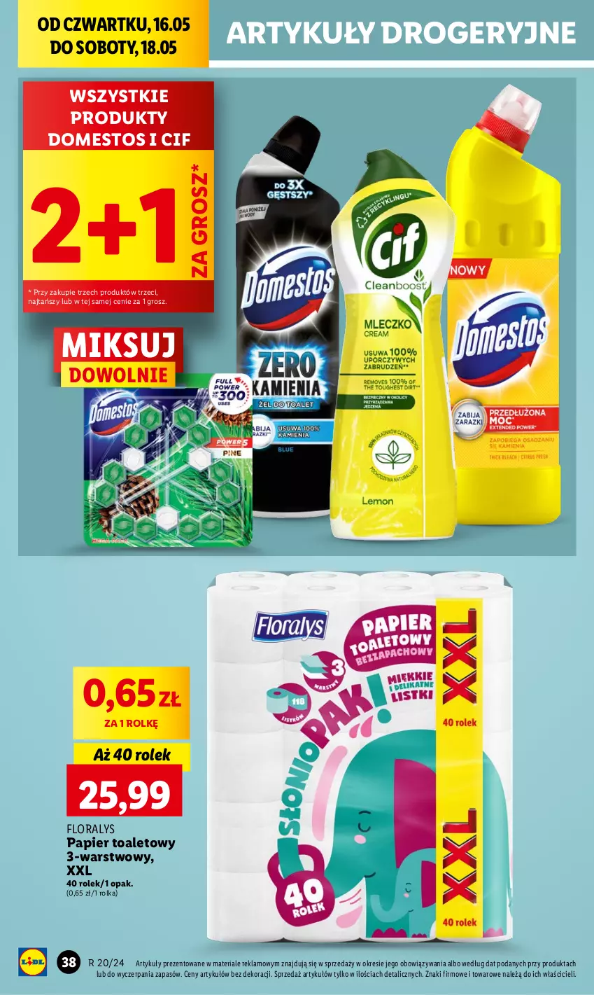 Gazetka promocyjna Lidl - GAZETKA - ważna 16.05 do 18.05.2024 - strona 48 - produkty: Cif, Domestos, Flora, Papier, Papier toaletowy