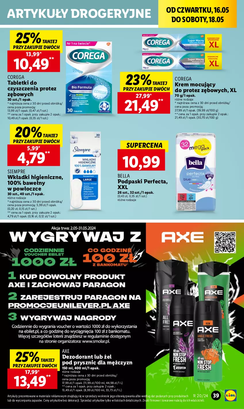 Gazetka promocyjna Lidl - GAZETKA - ważna 16.05 do 18.05.2024 - strona 49 - produkty: Bell, Bella, Corega, Dezodorant, Perfecta, Podpaski, Tablet, Wkładki