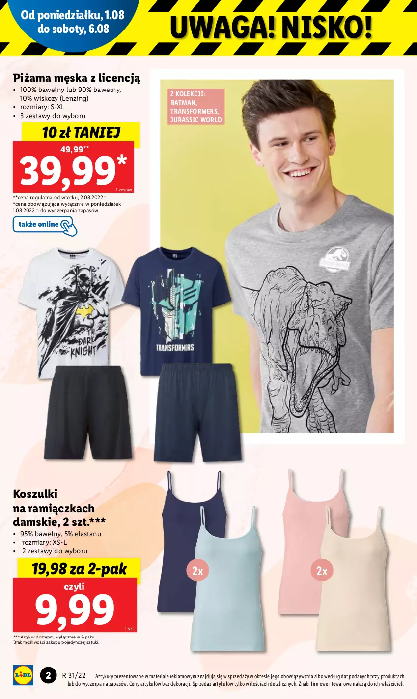 Gazetka promocyjna Lidl - GAZETKA - ważna 01.08 do 06.08.2022 - strona 2 - produkty: Jurassic World, Kosz, Piżama, Tran, Transformers, Waga