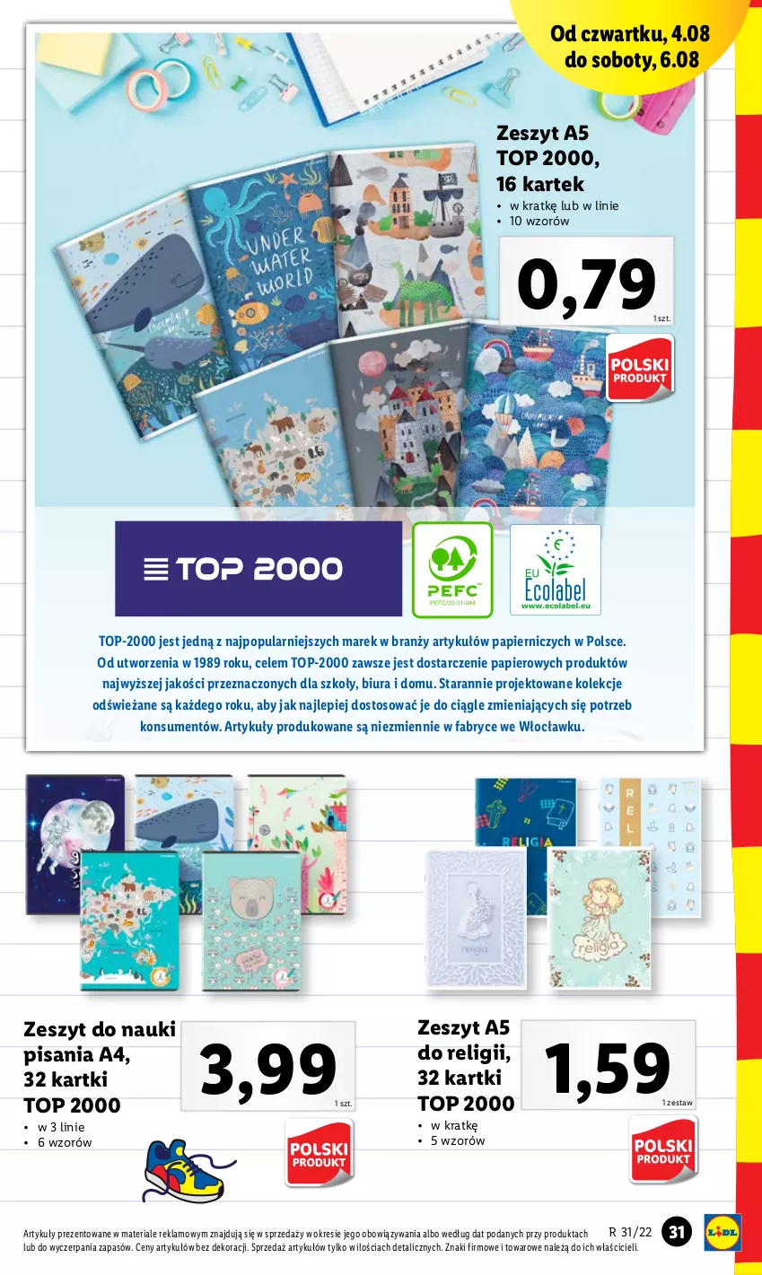 Gazetka promocyjna Lidl - GAZETKA - ważna 01.08 do 06.08.2022 - strona 31 - produkty: Fa, Papier, Top