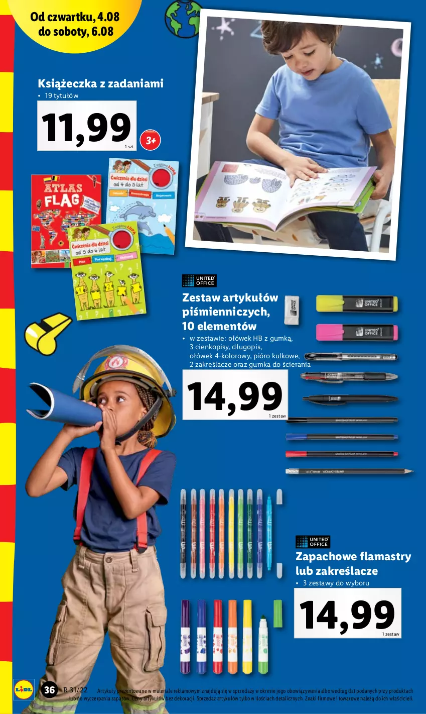 Gazetka promocyjna Lidl - GAZETKA - ważna 01.08 do 06.08.2022 - strona 36 - produkty: Długopis, Flamastry