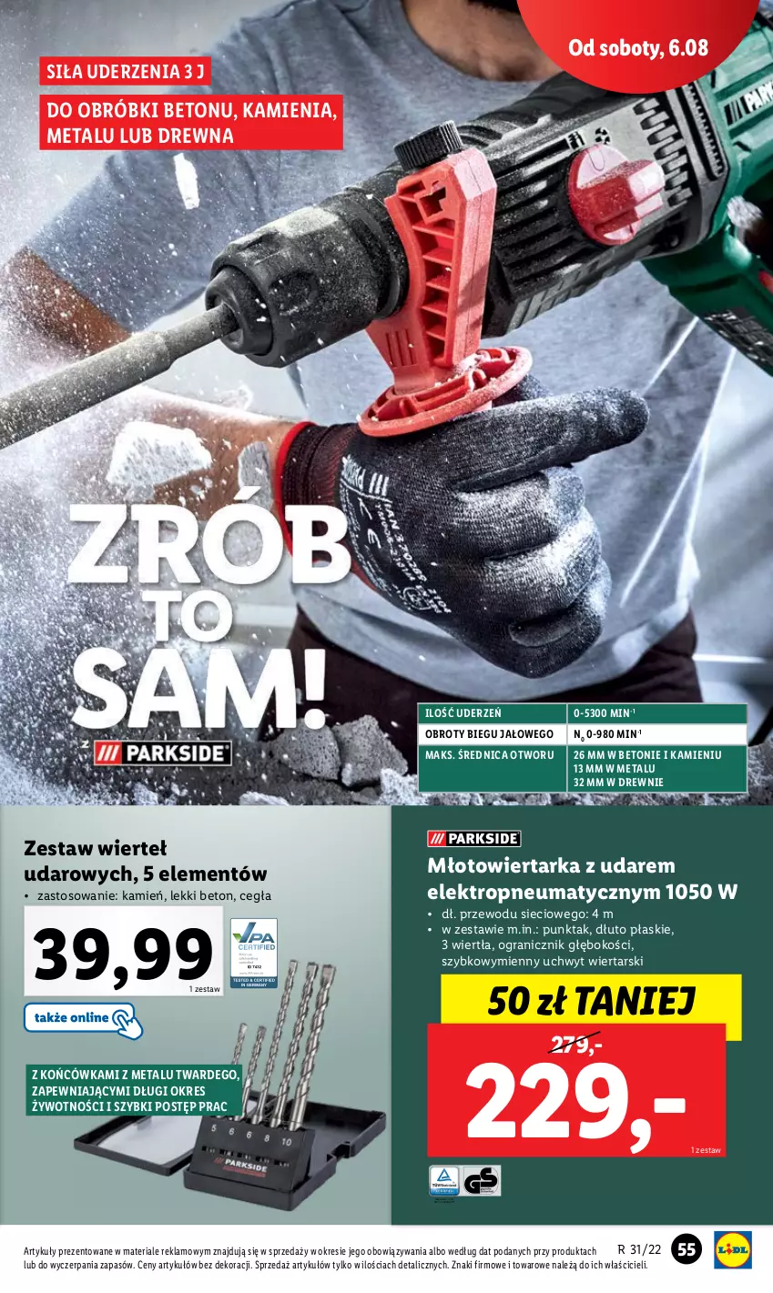 Gazetka promocyjna Lidl - GAZETKA - ważna 01.08 do 06.08.2022 - strona 59 - produkty: Gra, Młot, Młotowiertarka, Tarka, Wiertarka, Zestaw wierteł