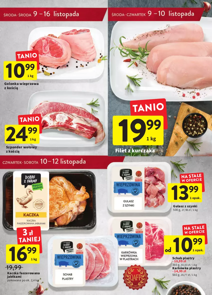 Gazetka promocyjna Intermarche - Gazetka Intermarche - ważna 09.11 do 15.11.2022 - strona 15 - produkty: Fa, Golonka wieprzowa, Jabłka, Kaczka, Kaczka faszerowana, Kurczak, Szponder wołowy