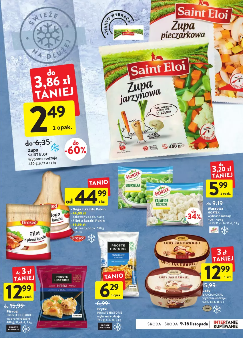 Gazetka promocyjna Intermarche - Gazetka Intermarche - ważna 09.11 do 15.11.2022 - strona 21 - produkty: Frytki, Hortex, Lody, Noga z kaczki, Pierogi, Top, Warzywa, Zupa