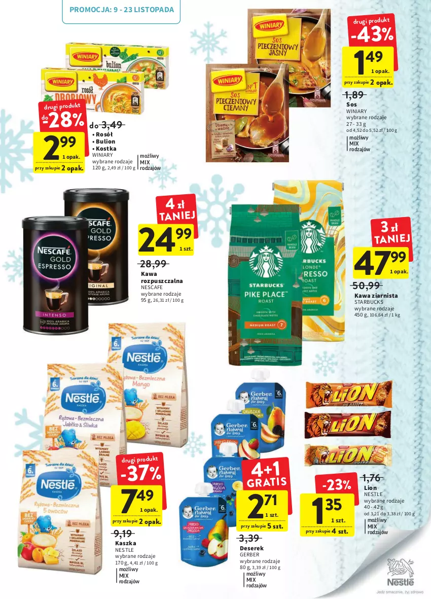 Gazetka promocyjna Intermarche - Gazetka Intermarche - ważna 09.11 do 15.11.2022 - strona 29 - produkty: Bulion, Deser, Gerber, Kawa, Kawa rozpuszczalna, Kawa ziarnista, Lion, Rosół, Ser, Serek, Sos, Top, Winiary