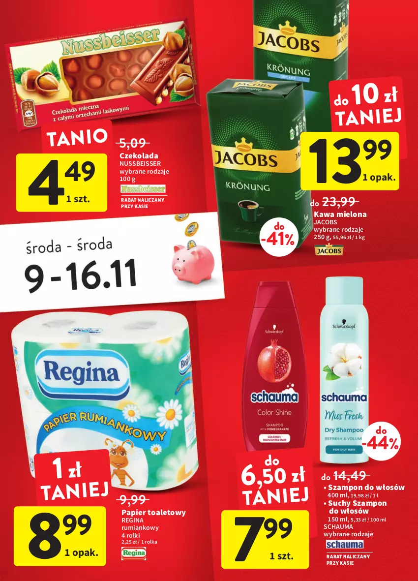 Gazetka promocyjna Intermarche - Gazetka Intermarche - ważna 09.11 do 15.11.2022 - strona 5 - produkty: Czekolada, Gin, Jacobs, Kawa, Kawa mielona, Papier, Papier toaletowy, Rolki, Rum, Schauma, Ser, Suchy szampon, Szampon