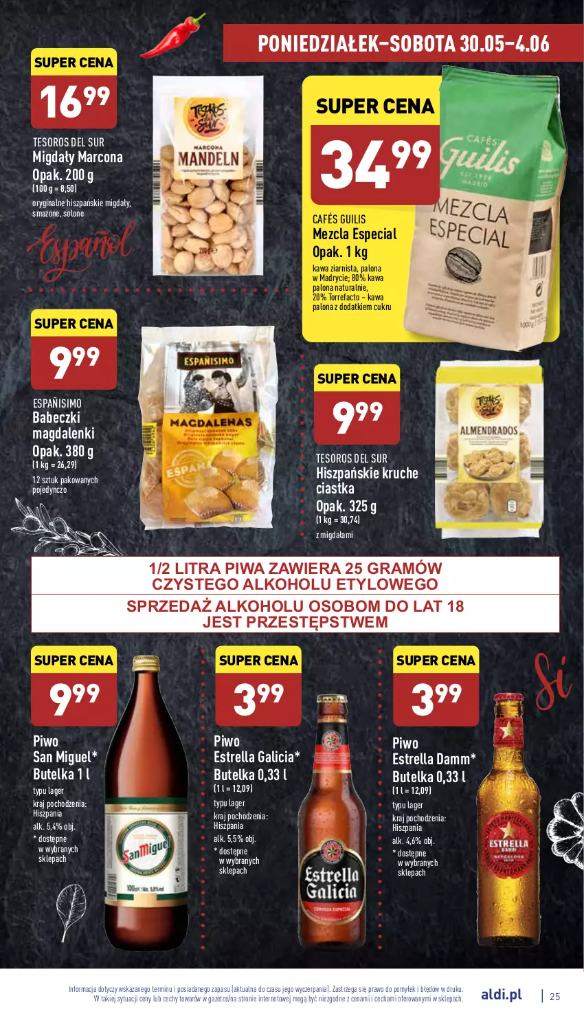 Gazetka promocyjna Aldi - Pełny katalog - ważna 30.05 do 04.06.2022 - strona 25 - produkty: Babeczki, Ciastka, Fa, Gin, Gra, Kawa, Kawa ziarnista, Migdały, Piwa, Piwo