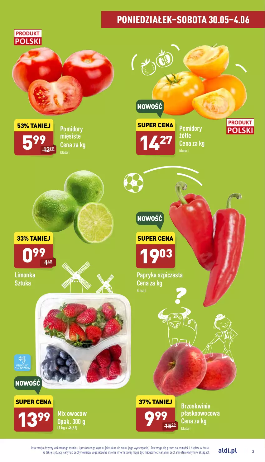 Gazetka promocyjna Aldi - Pełny katalog - ważna 30.05 do 04.06.2022 - strona 3 - produkty: Limonka, Papryka, Pomidory, Szpic