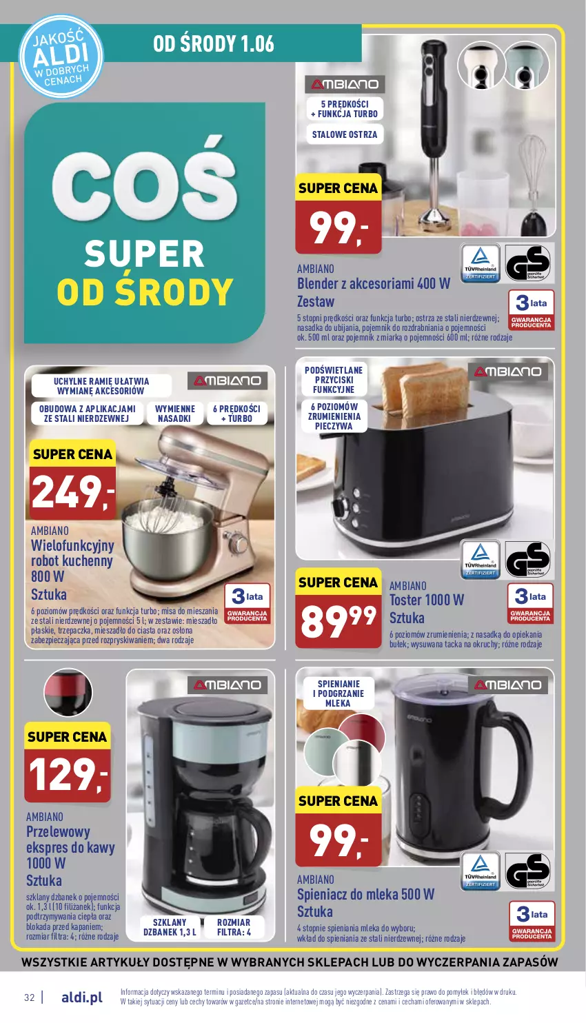 Gazetka promocyjna Aldi - Pełny katalog - ważna 30.05 do 04.06.2022 - strona 32 - produkty: Blender, Dzbanek, Mieszadło, Piec, Pojemnik, Robot, Rum, Top, Toster, Trzepaczka