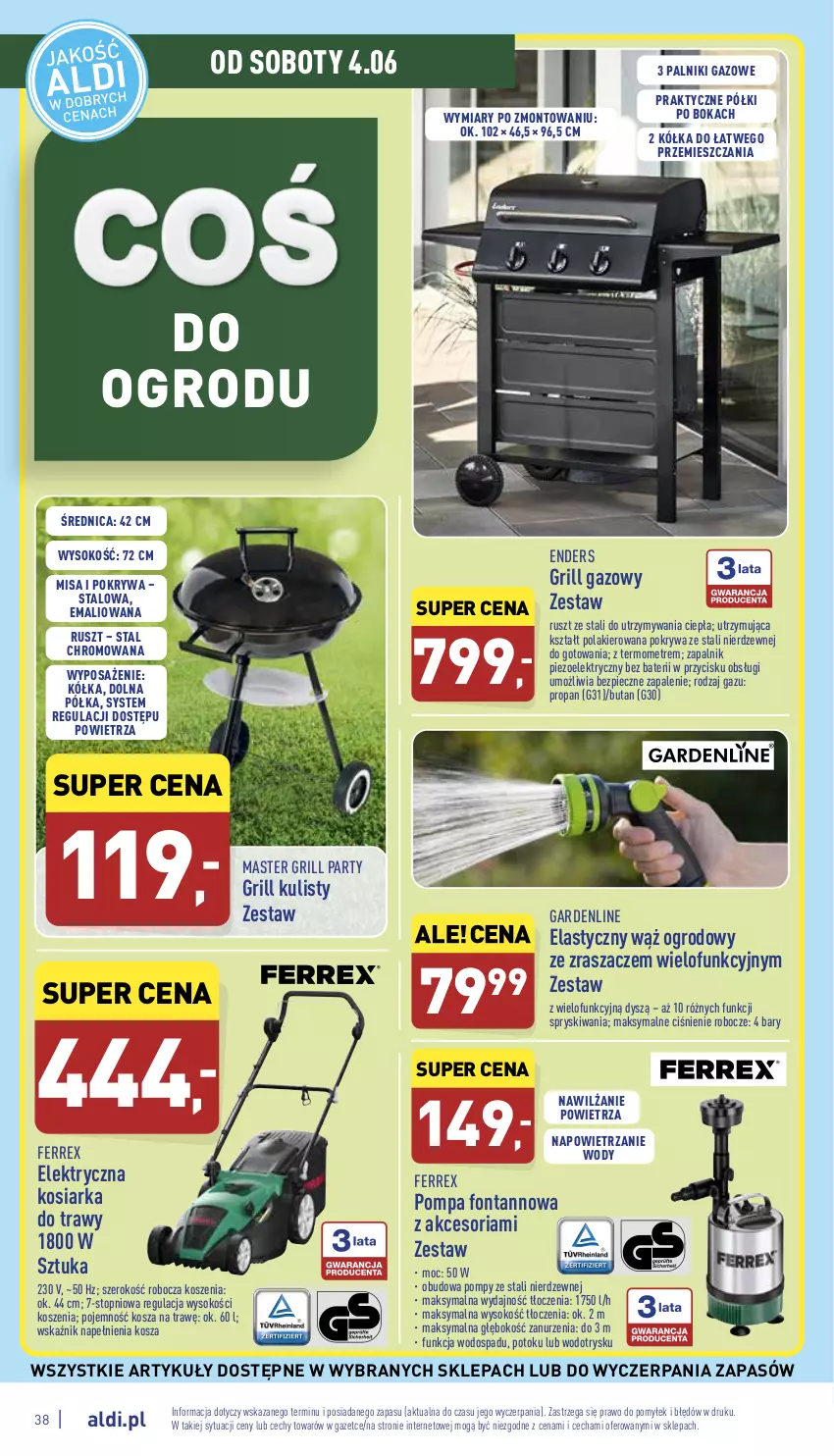 Gazetka promocyjna Aldi - Pełny katalog - ważna 30.05 do 04.06.2022 - strona 38 - produkty: Grill, Grill gazowy, Kosiarka, Kosz, Lakier, Piec, Pokrywa, Półka, Sok, Termometr, Top