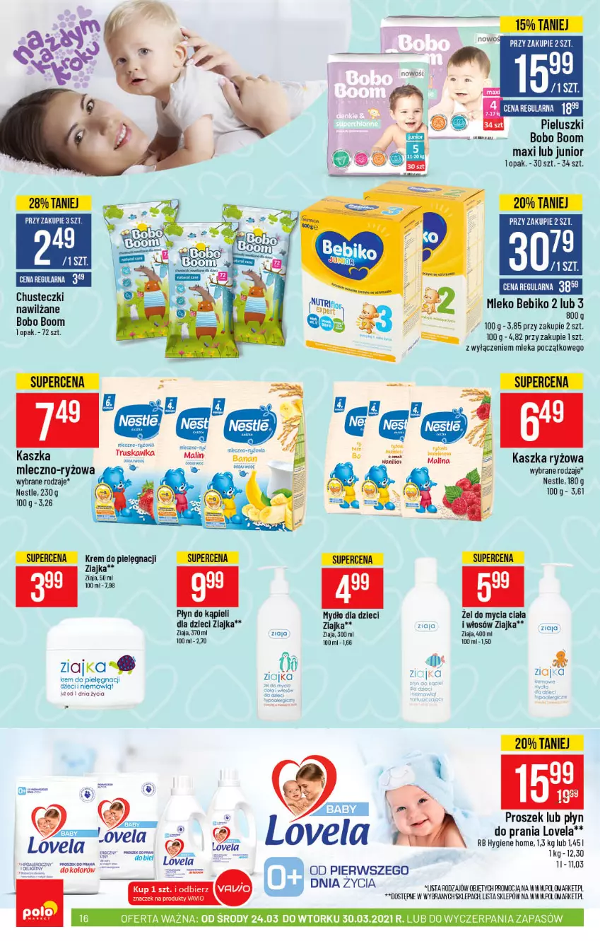 Gazetka promocyjna PoloMarket - Gazetka promocyjna r - ważna 24.03 do 30.03.2021 - strona 16 - produkty: Bebiko, Dzieci, Lovela, Malm, Miecz, Mleko, Mydło, Płyn do kąpieli, Ryż, Ziaja, Ziajka