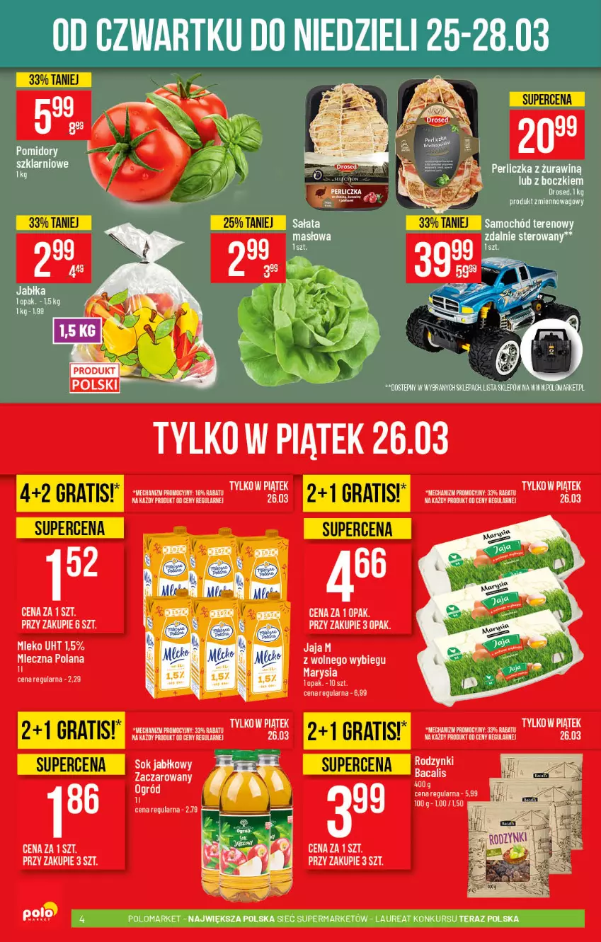 Gazetka promocyjna PoloMarket - Gazetka promocyjna  r - ważna 24.03 do 30.03.2021 - strona 4 - produkty: Fa, Gra, Jabłka, Laur, Perliczka, Samochód, Tera