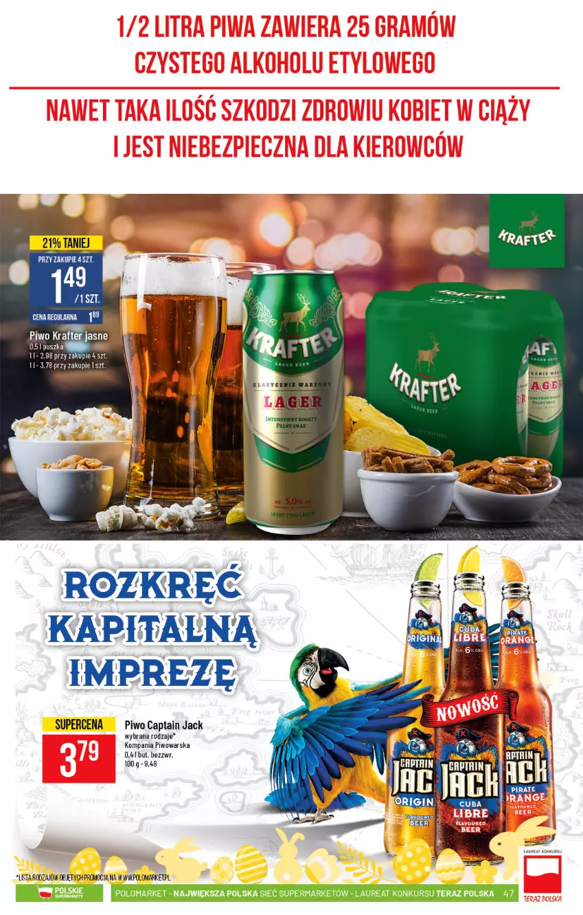 Gazetka promocyjna PoloMarket - Gazetka promocyjna  r - ważna 24.03 do 30.03.2021 - strona 47 - produkty: Captain Jack, Laur, Piwo, Tera