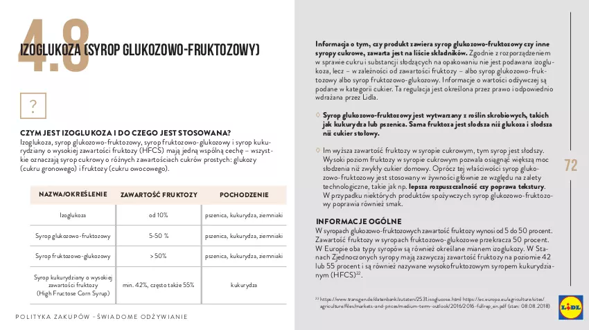 Gazetka promocyjna Lidl - Polityka zakupów - ważna 01.01.2019 do 31.12.2030 - strona 72 - produkty: Cukier, Kukurydza, NBA, Por, Sok, Syrop, Syropy, Tran, Ziemniaki