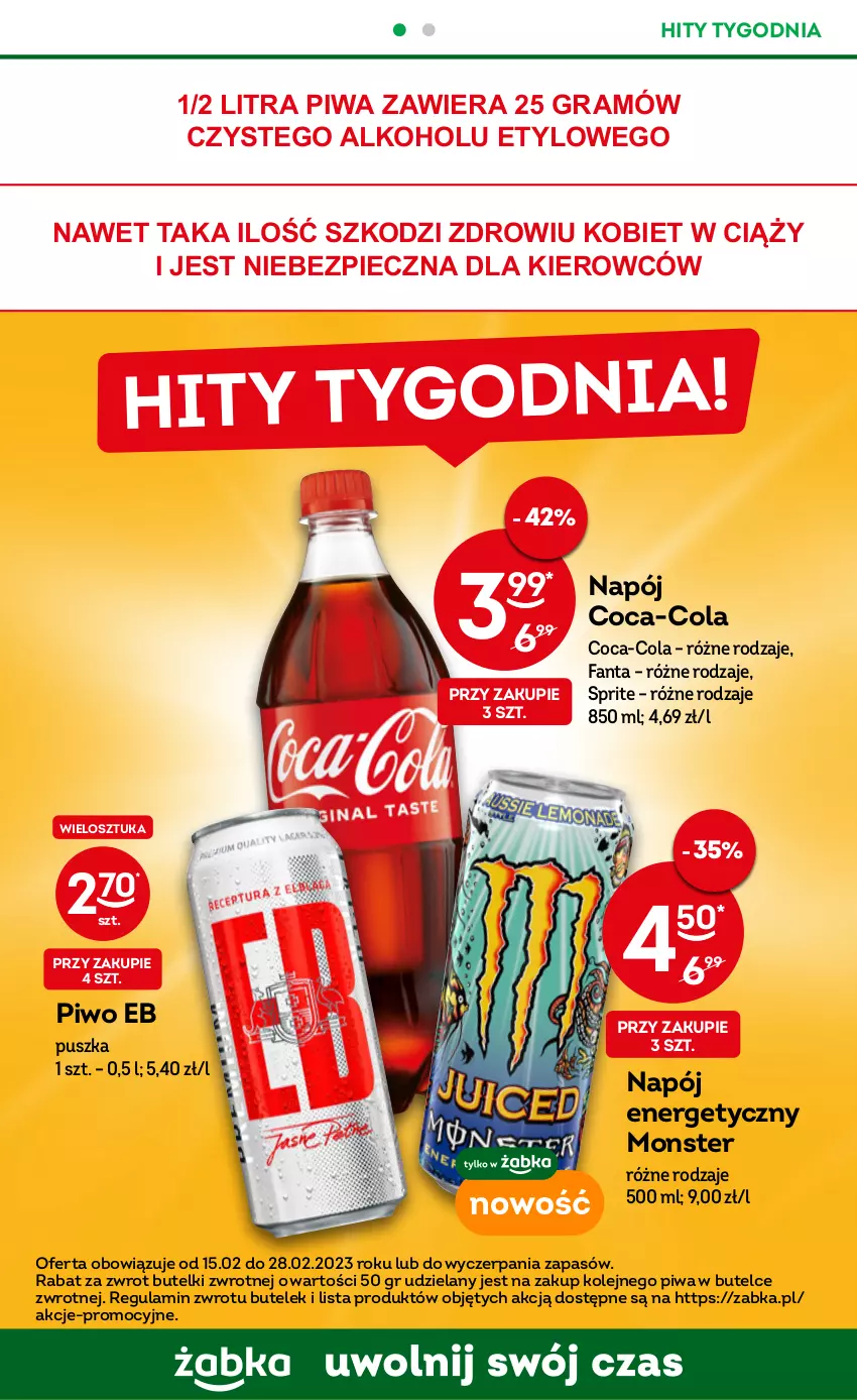 Gazetka promocyjna Żabka - ważna 15.02 do 21.02.2023 - strona 2 - produkty: Coca-Cola, Fa, Fanta, Gra, Napój, Napój energetyczny, Olej, Piec, Piwa, Piwo, Sprite