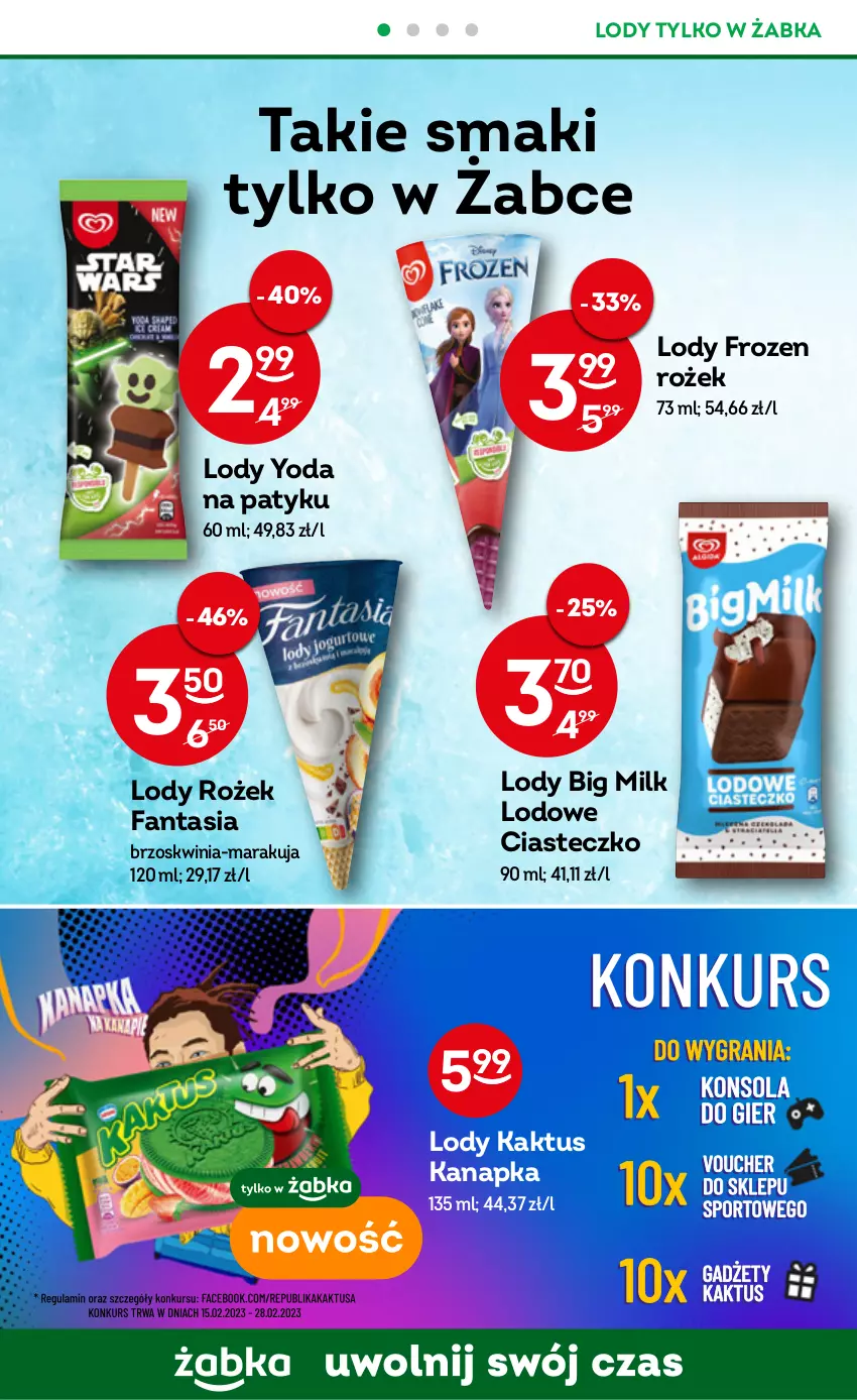 Gazetka promocyjna Żabka - ważna 15.02 do 21.02.2023 - strona 32 - produkty: Big Milk, Fa, Fanta, Frozen, Kaktus, Lody