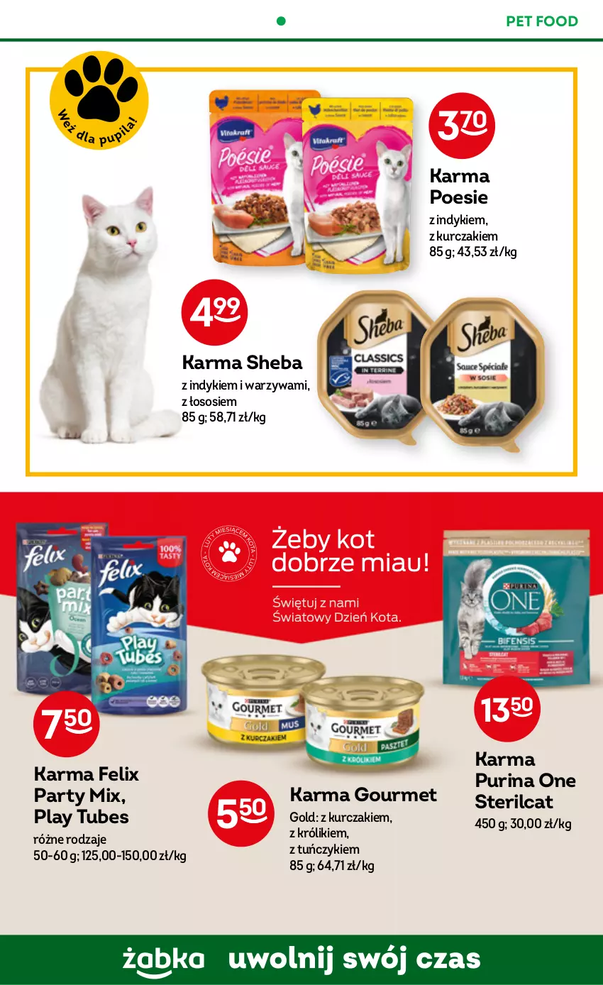 Gazetka promocyjna Żabka - ważna 15.02 do 21.02.2023 - strona 44 - produkty: Felix, Gourmet Gold, Królik, Kurczak, Pur, Purina, Sheba, Sos, Tuńczyk, Warzywa