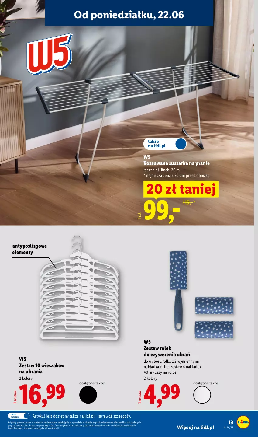 Gazetka promocyjna Lidl - Katalog ważny od 22.06 - ważna 22.06 do 27.06.2026 - strona 15 - produkty: Suszarka, Suszarka na pranie, Ubrania, Wieszak