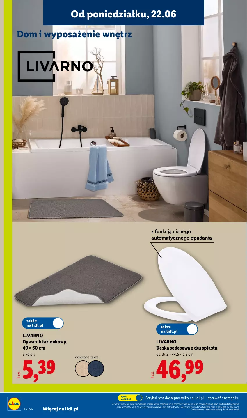 Gazetka promocyjna Lidl - Katalog ważny od 22.06 - ważna 22.06 do 27.06.2026 - strona 20 - produkty: Deska sedesowa, Dywan, Dywanik, Dywanik łazienkowy, Ivar