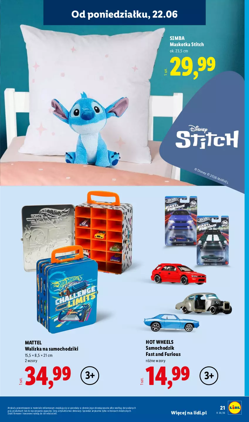 Gazetka promocyjna Lidl - Katalog ważny od 22.06 - ważna 22.06 do 27.06.2026 - strona 25 - produkty: Chodzik, Fa, Hot Wheels, Mattel, Samochodziki, Walizka