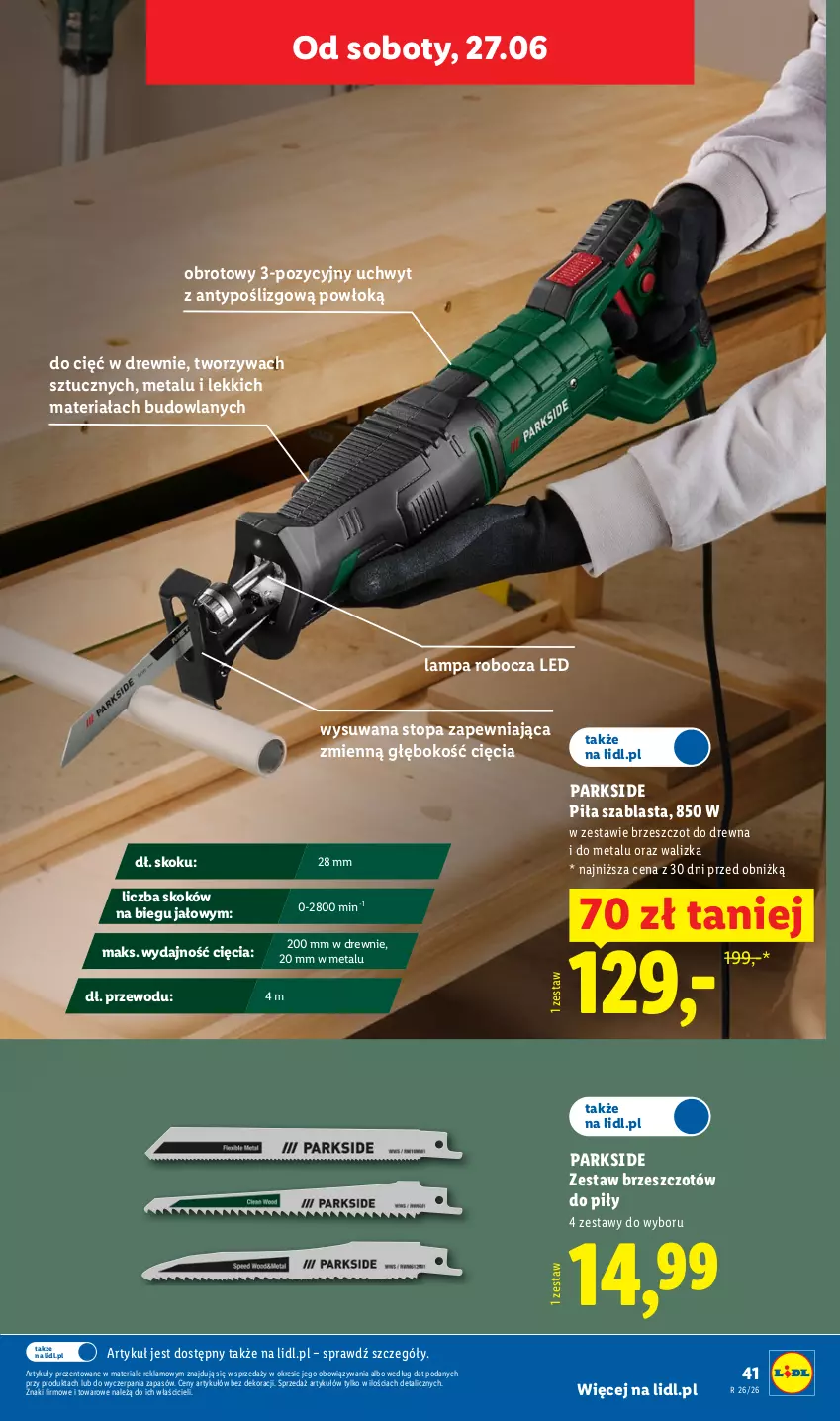 Gazetka promocyjna Lidl - Katalog ważny od 22.06 - ważna 22.06 do 27.06.2026 - strona 47 - produkty: Lampa, Lampa robocza LED, Parkside, Top, Walizka