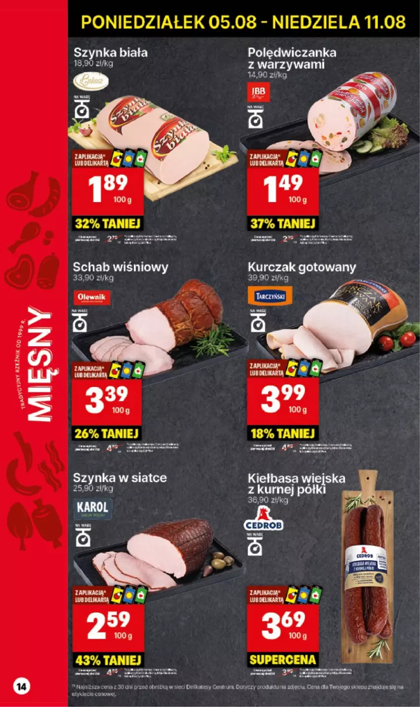 Gazetka promocyjna Delikatesy Centrum - NOWA GAZETKA Delikatesy Centrum od 5 sierpnia! 5-11.08.2024 - ważna 05.08 do 11.08.2024 - strona 14 - produkty: Kiełbasa, Kiełbasa wiejska, Kurczak, Rum, Szynka, Szynka biała, Warzywa