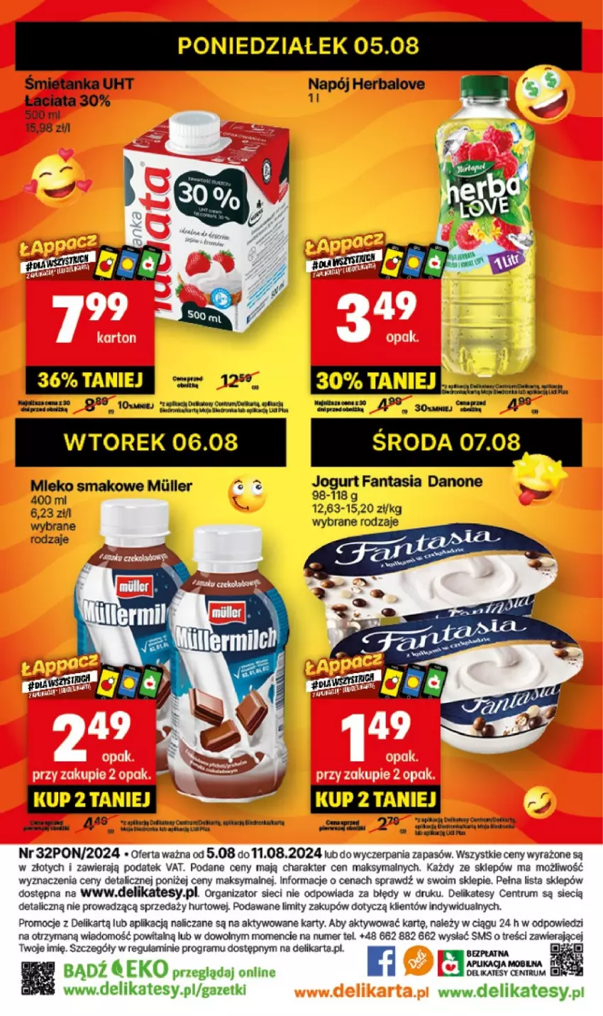 Gazetka promocyjna Delikatesy Centrum - NOWA GAZETKA Delikatesy Centrum od 5 sierpnia! 5-11.08.2024 - ważna 05.08 do 11.08.2024 - strona 24 - produkty: Danone, Fa, Fanta, Gra, Jogurt, Mleko, Mleko smakowe, Rum