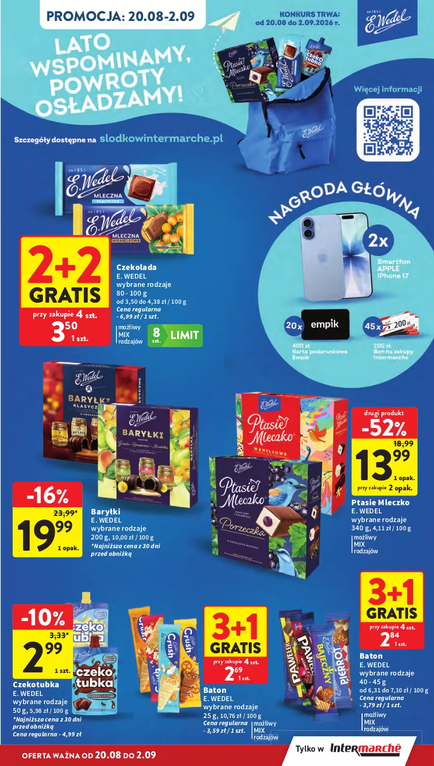 Gazetka promocyjna Intermarche - Gazetka Intermarche - ważna 20.08 do 26.08.2026 - strona 11 - produkty: Baryłki, Baton, Czekolada, E. Wedel, Gra, Mleczko, Ptasie mleczko