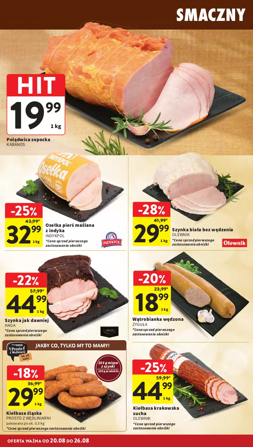 Gazetka promocyjna Intermarche - Gazetka Intermarche - ważna 20.08 do 26.08.2026 - strona 18 - produkty: Bianka, Kabanos, Kiełbasa, Kiełbasa krakowska, Kiełbasa śląska, LANA, Olewnik, Polędwica, Szynka, Szynka biała