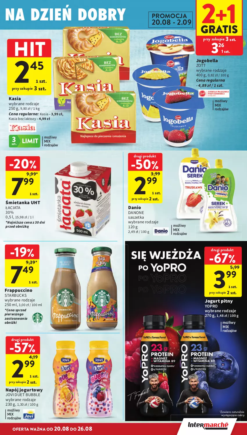 Gazetka promocyjna Intermarche - Gazetka Intermarche - ważna 20.08 do 26.08.2026 - strona 23 - produkty: Bell, Bella, Danio, Danone, Gra, Jogobella, Jogurt, Jogurt pitny, Kasia, Napój, Napój jogurtowy, Zott