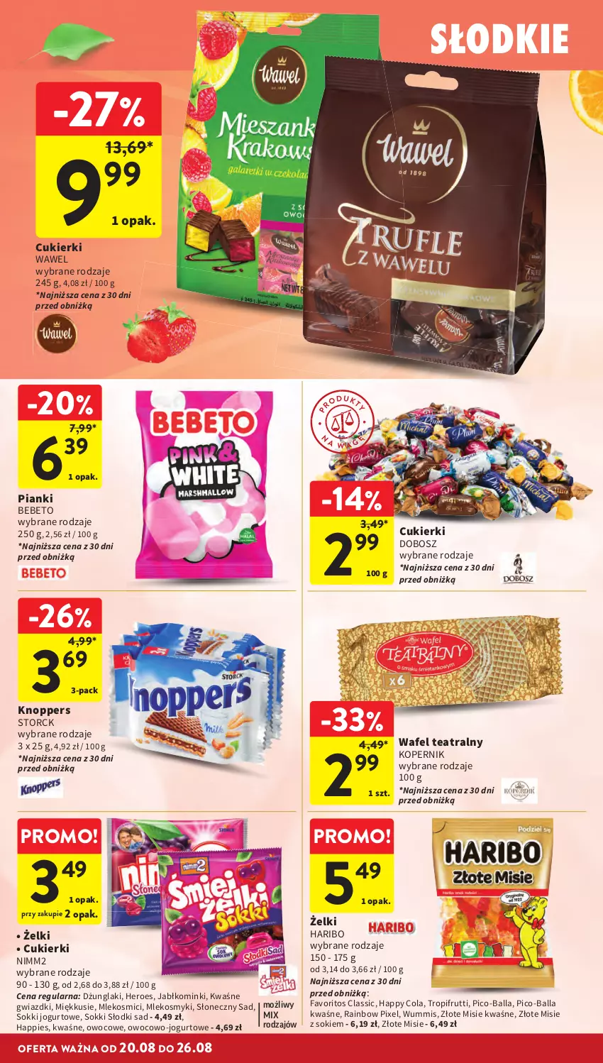 Gazetka promocyjna Intermarche - Gazetka Intermarche - ważna 20.08 do 26.08.2026 - strona 28 - produkty: Cukier, Cukierki, Fa, Haribo, Jogurt, Knoppers, Mleko, Nimm2, Pico-Balla, Sok, Wawel