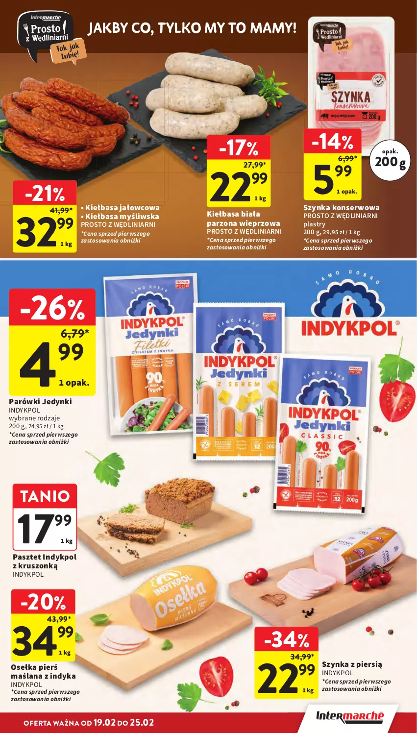 Gazetka promocyjna Intermarche - Gazetka Intermarche - ważna 19.02 do 25.02.2026 - strona 15 - produkty: Kiełbasa, Kiełbasa biała, LANA, Parówki, Pasztet, Ser, Szynka, Szynka konserwowa