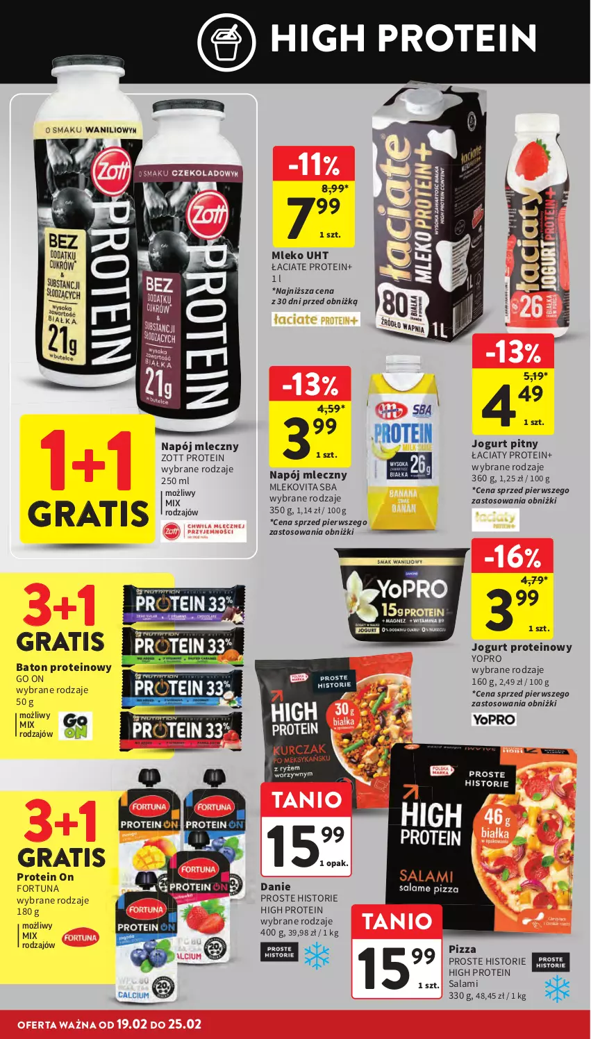 Gazetka promocyjna Intermarche - Gazetka Intermarche - ważna 19.02 do 25.02.2026 - strona 22 - produkty: Baton, Fortuna, Gra, Jogurt, Jogurt pitny, Mleko, Mlekovita, Napój, Napój mleczny, Pizza, Salami, Zott