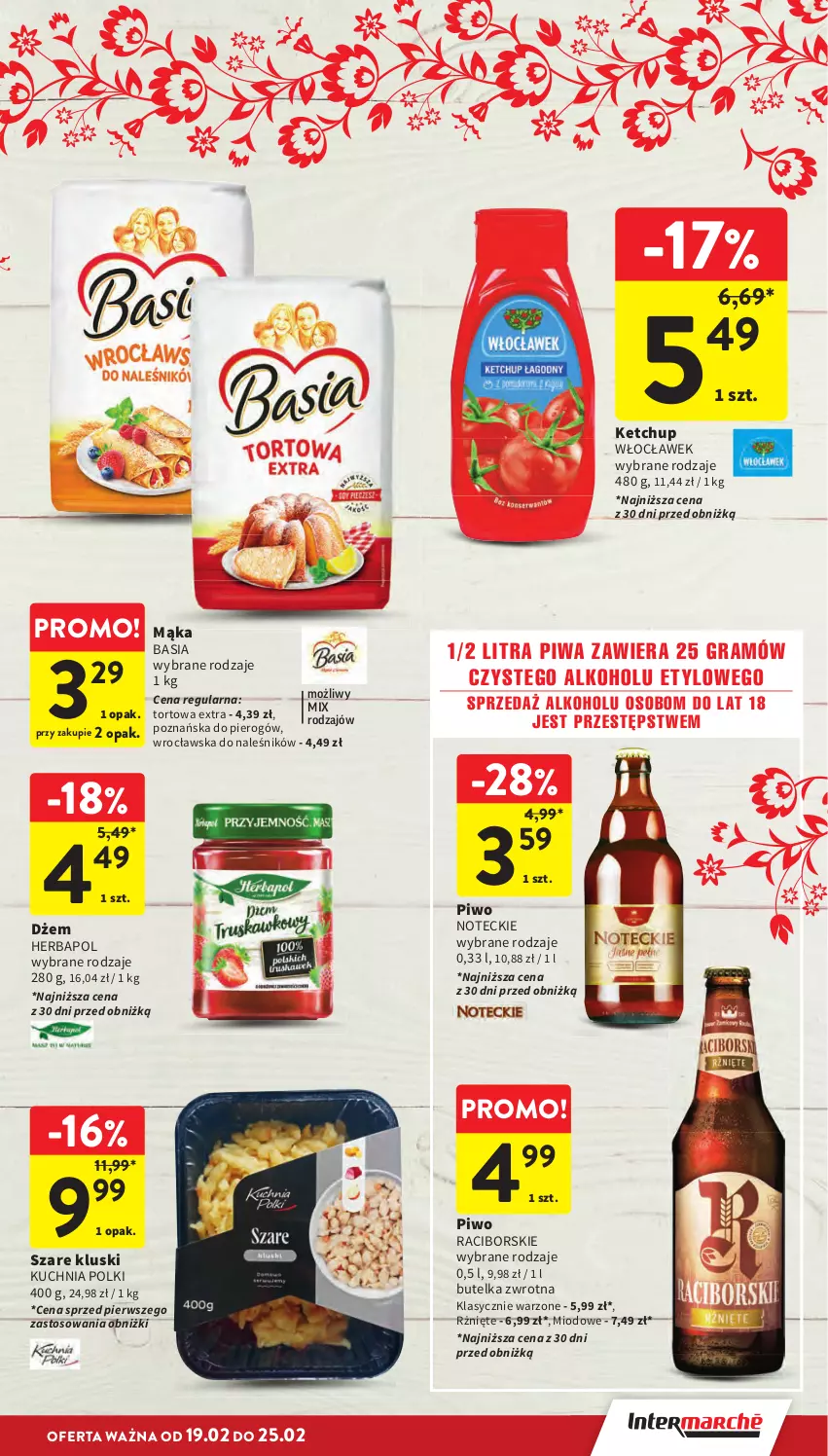 Gazetka promocyjna Intermarche - Gazetka Intermarche - ważna 19.02 do 25.02.2026 - strona 25 - produkty: Basia, Dżem, Gra, Herbapol, Ketchup, Kuchnia, Mąka, Piwa, Piwo