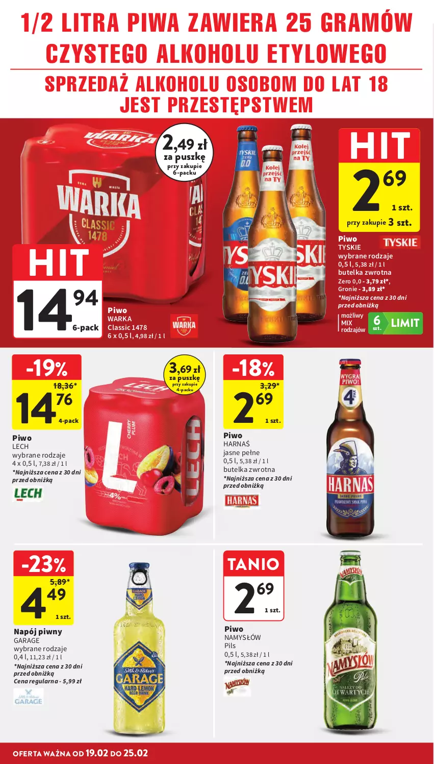Gazetka promocyjna Intermarche - Gazetka Intermarche - ważna 19.02 do 25.02.2026 - strona 36 - produkty: Gra, Harnaś, Namysłów, Napój, Piwa, Piwo, Tyskie, Warka