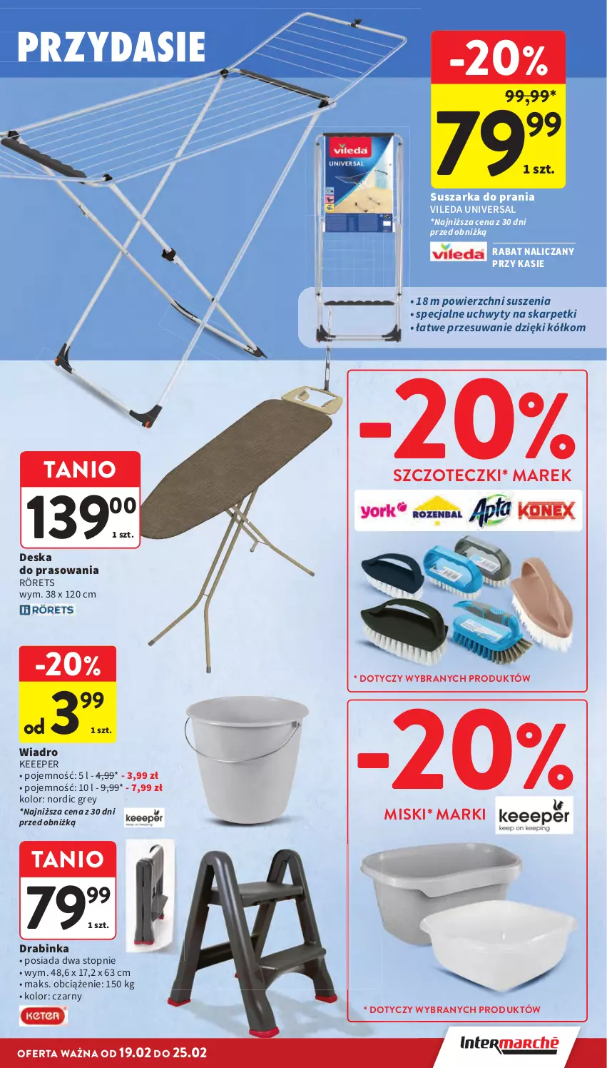 Gazetka promocyjna Intermarche - Gazetka Intermarche - ważna 19.02 do 25.02.2026 - strona 41 - produkty: Deska do prasowania, Inka, Karp, Rörets, Skarpetki, Suszarka, Top, Uchwyty, Vileda, Wiadro