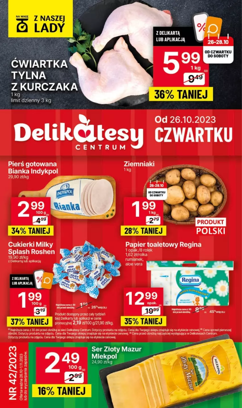 Gazetka promocyjna Delikatesy Centrum - Gazetka DC42 czw-sr - ważna 26.10 do 01.11.2023 - strona 1 - produkty: Aloe vera, Bianka, Cukier, Cukierki, Gin, Papier, Papier toaletowy, Rum