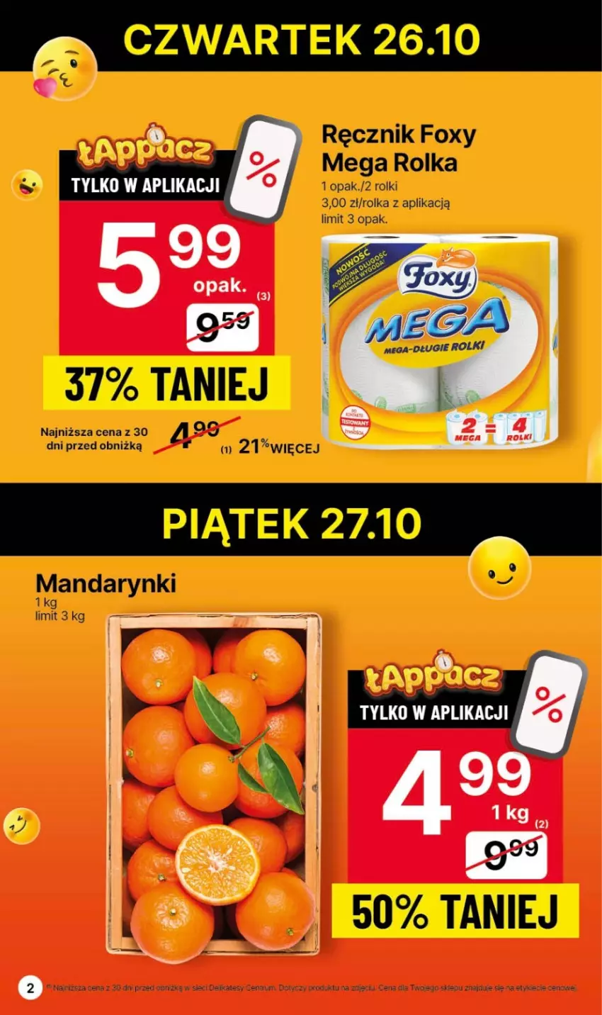 Gazetka promocyjna Delikatesy Centrum - Gazetka DC42 czw-sr - ważna 26.10 do 01.11.2023 - strona 2 - produkty: Foxy, Ręcznik, Rolki