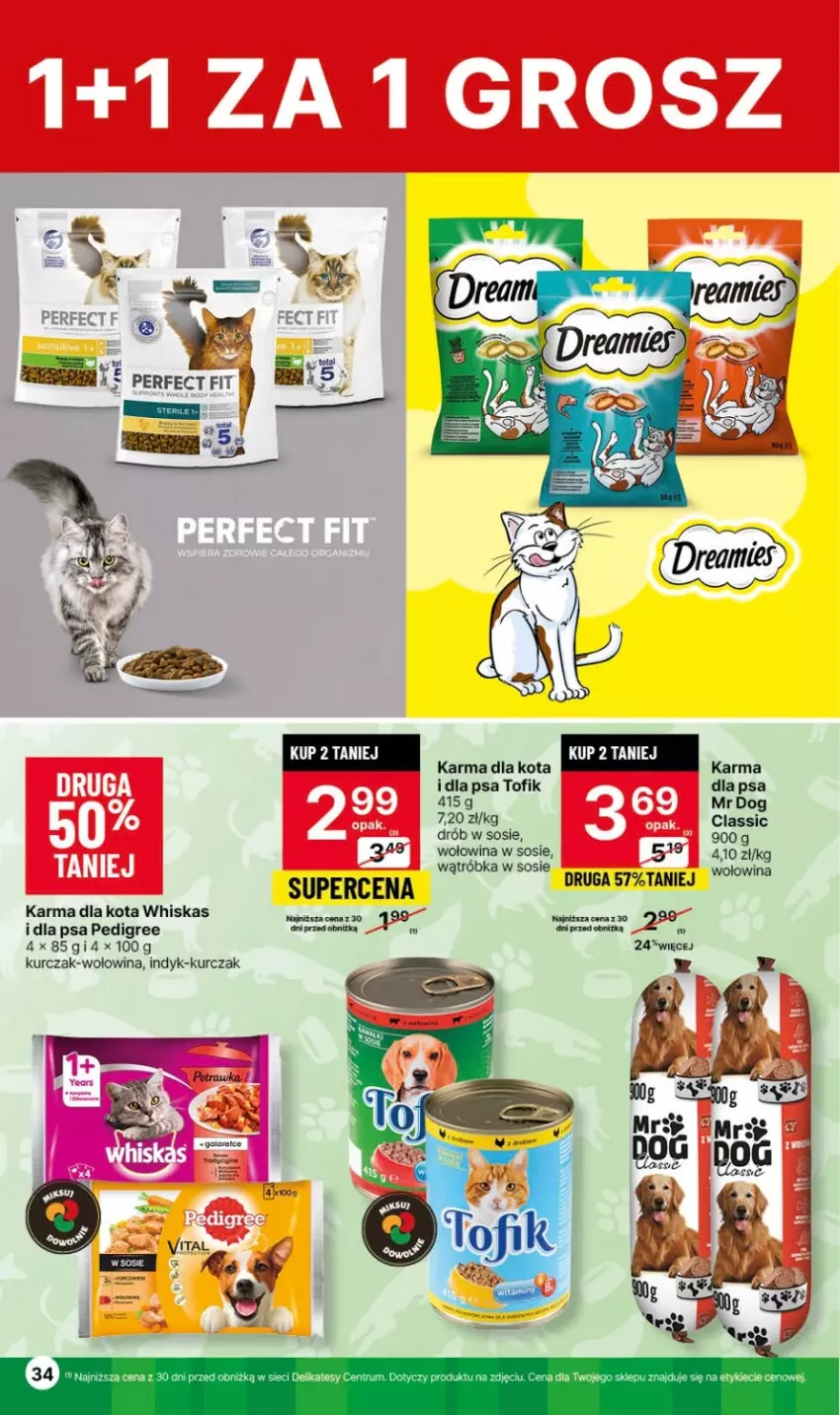 Gazetka promocyjna Delikatesy Centrum - Gazetka DC42 czw-sr - ważna 26.10 do 01.11.2023 - strona 34 - produkty: Acer, Drób, Kurczak, Pedigree, Sos, Whiskas, Wołowina