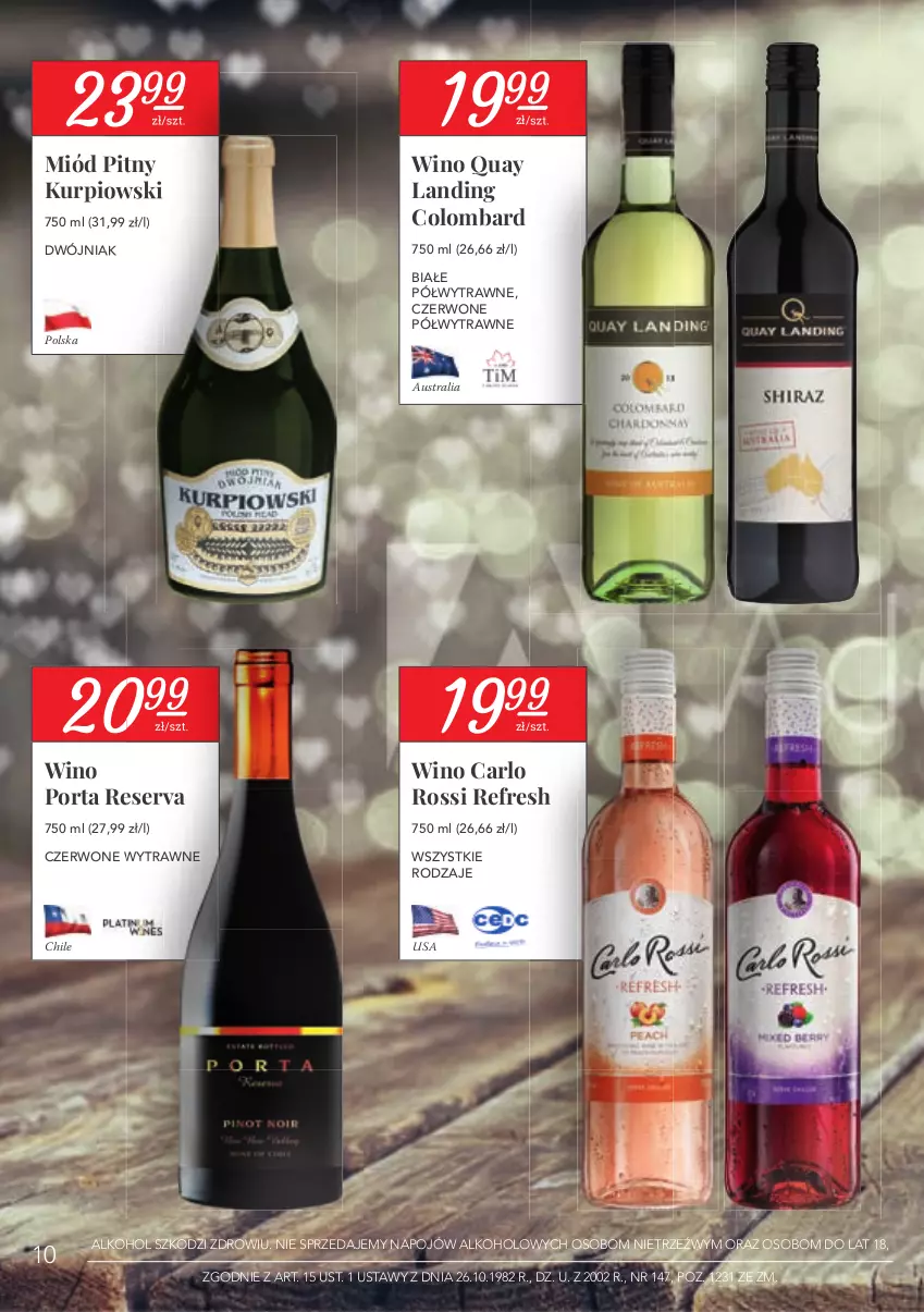 Gazetka promocyjna Stokrotka - Oferta alkoholowa - ważna 28.01 do 24.02.2021 - strona 10 - produkty: Carlo Rossi, Miód, Miód pitny, Por, Ser, Wino