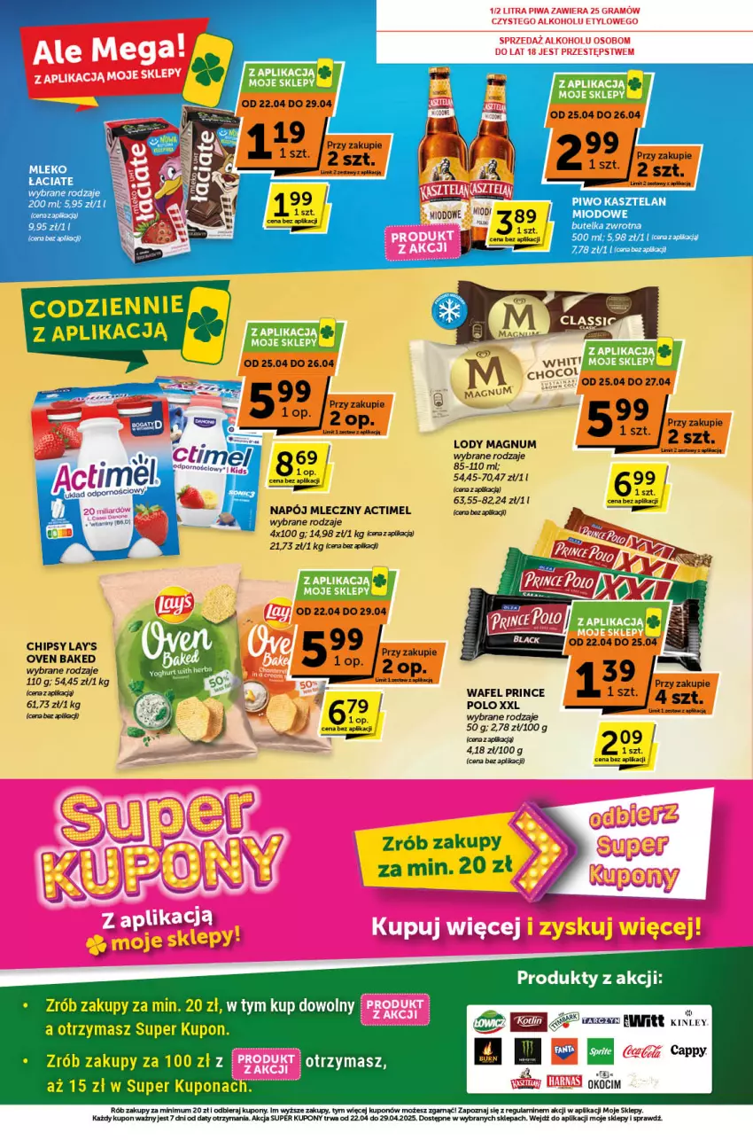 Gazetka promocyjna ABC - ważna 22.04 do 29.04.2025 - strona 2 - produkty: Actimel, Cappy, Chipsy, Kasztelan, Koc, Lody, Mleko, Napój, Napój mleczny, Okocim, Piwo