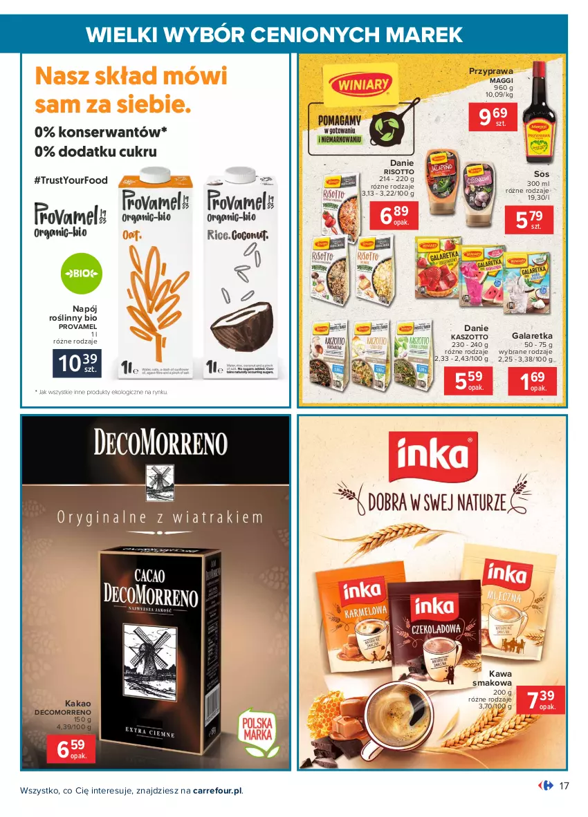 Gazetka promocyjna Carrefour - Gazetka Wielki wybór cenionych marek - ważna 03.05 do 15.05.2021 - strona 17 - produkty: Gala, Galaretka, Kakao, Kawa, Maggi, Napój, Napój roślinny, Sos, Zott