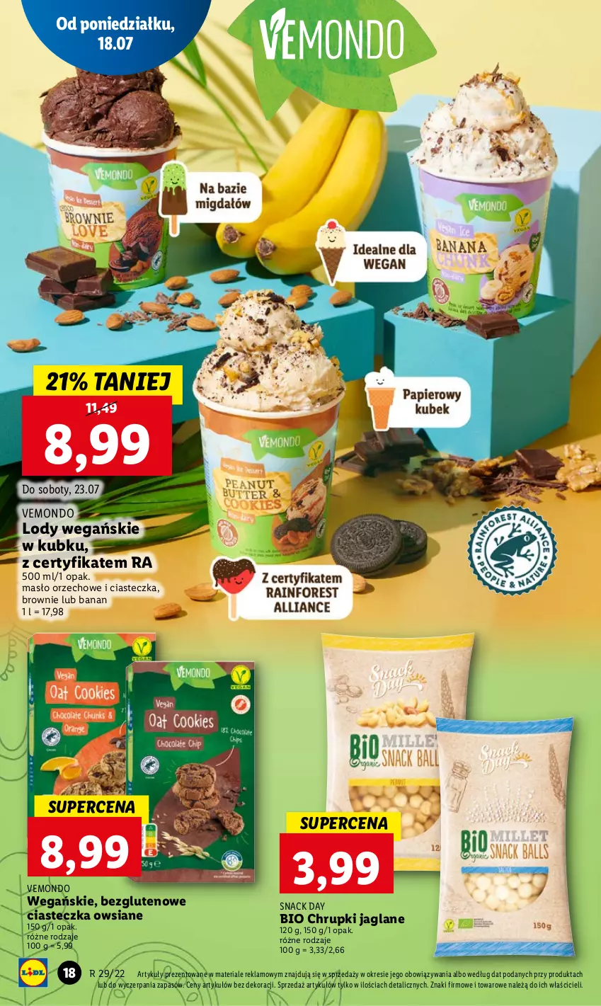 Gazetka promocyjna Lidl - GAZETKA - ważna 18.07 do 20.07.2022 - strona 18 - produkty: Brownie, Chrupki, Lody, Masło, Masło orzechowe